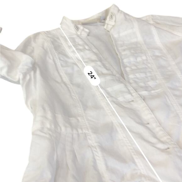 Chicos Banded Elegance Jacket Size 2 White Lightweight LINEN Button Up - Picture 6 of 11